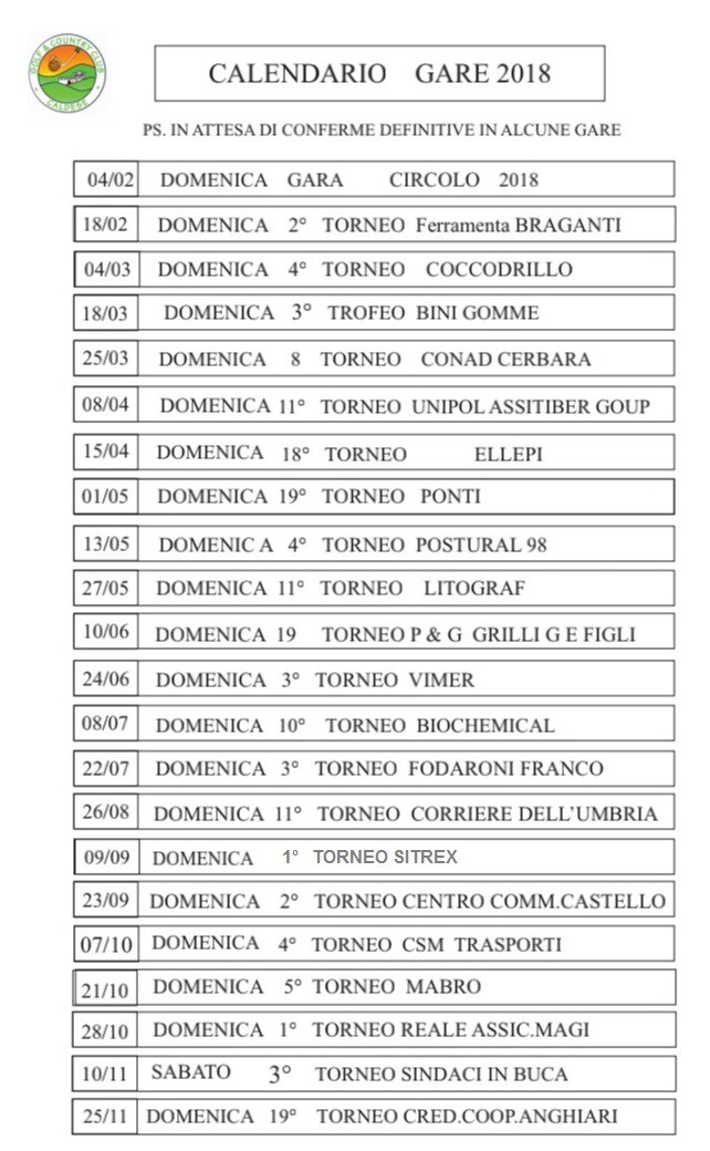 Caldese calendariogare2018