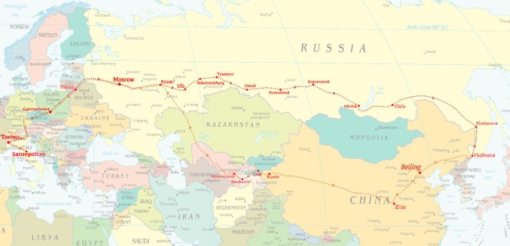 Torino Pechino Mappa completa della Torino-Pechino 2018